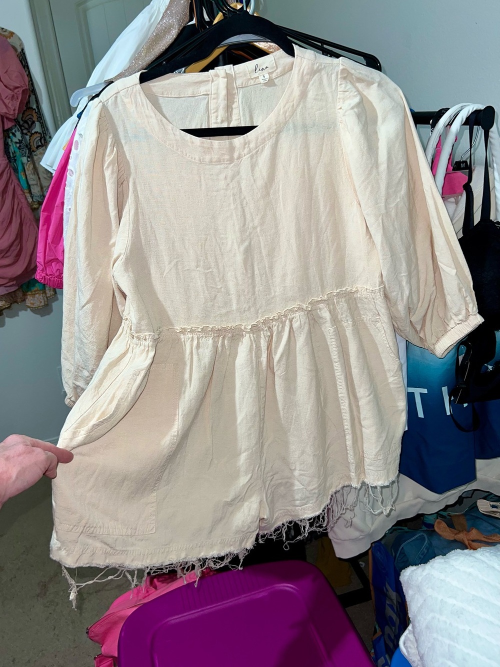 Lena Baby Doll Romper with Frayed Shorts